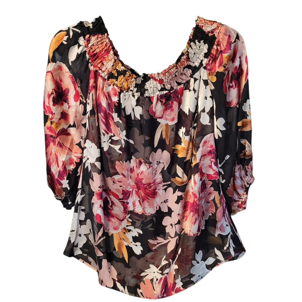 WHBM floral burnout balloon sleeve top - XS.         L106